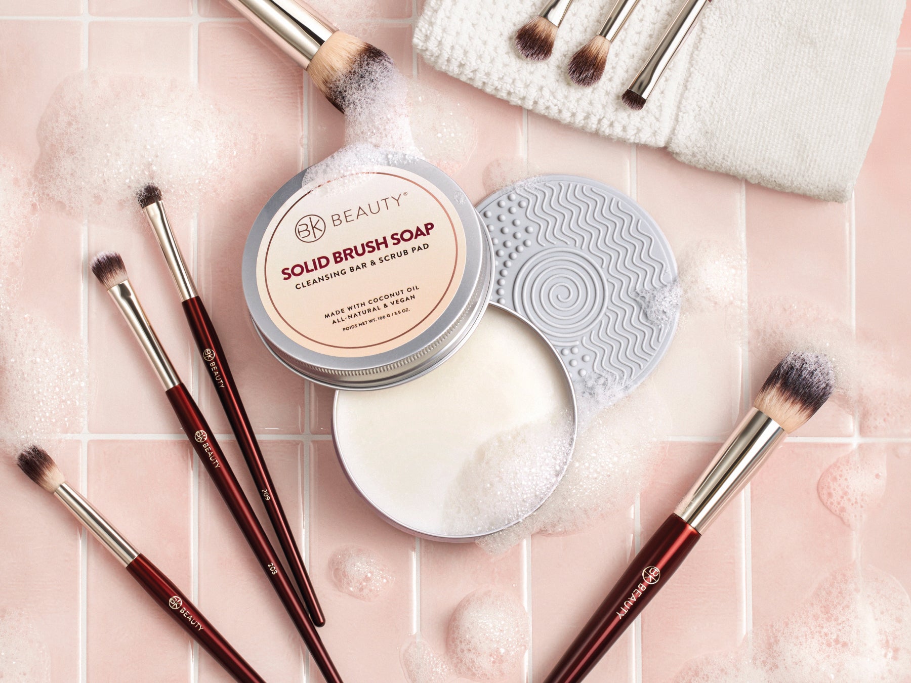 Solid Brush Soap with Cleaning Pad